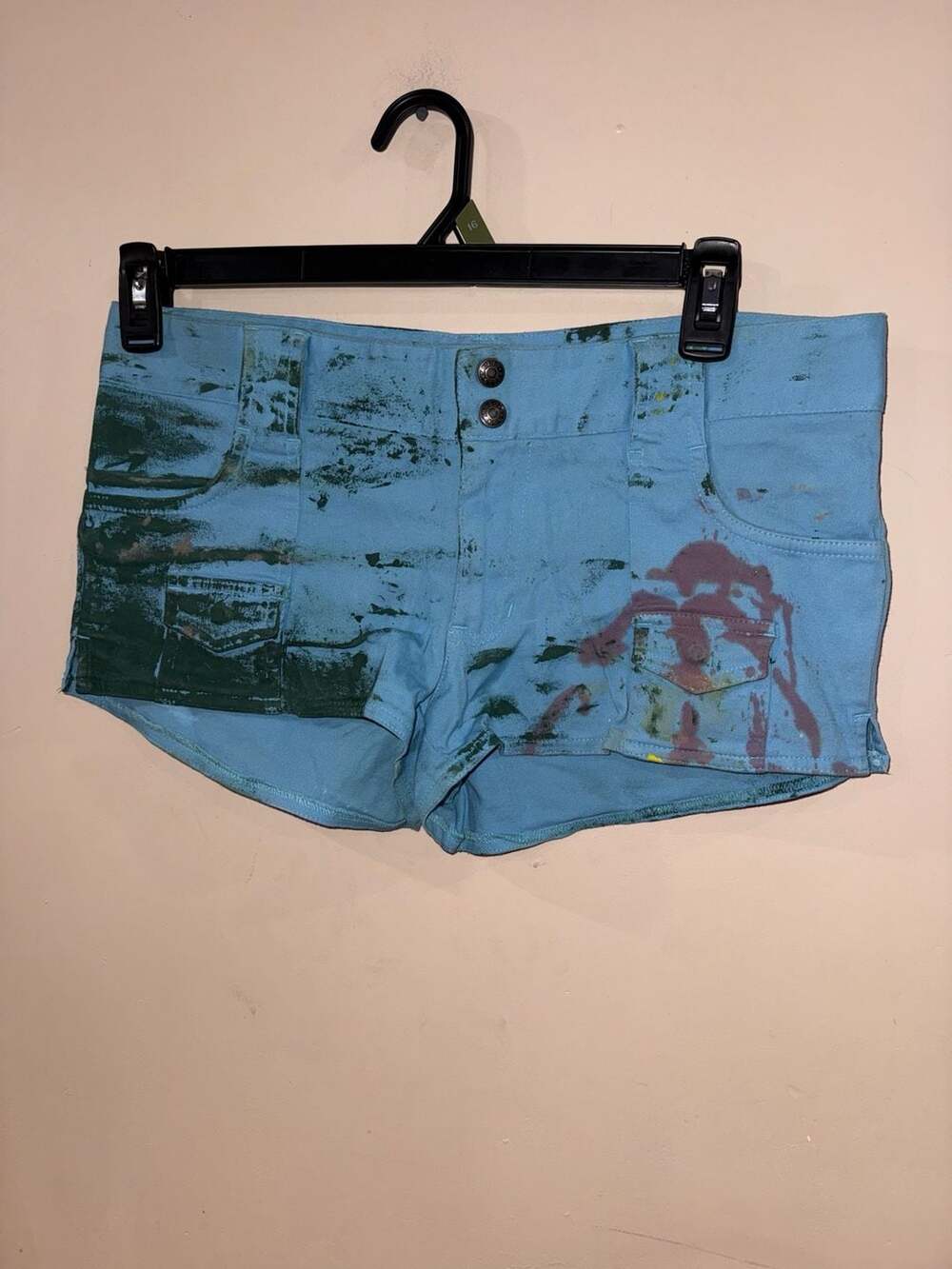 Guess Jeans Cargo Shorts Size 30 Blue Paint Splatter